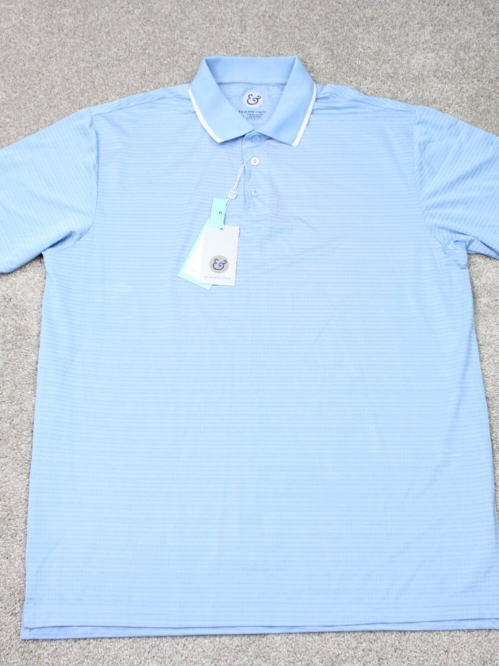 Kilburne & Finch Polo Shirt NWT Men XL Blue Comfort Stretch Wicking Short Sleeve